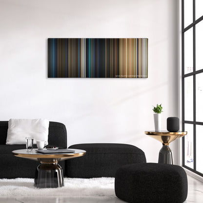 The BFG color palette canvas above a black sofa with a gold-topped table