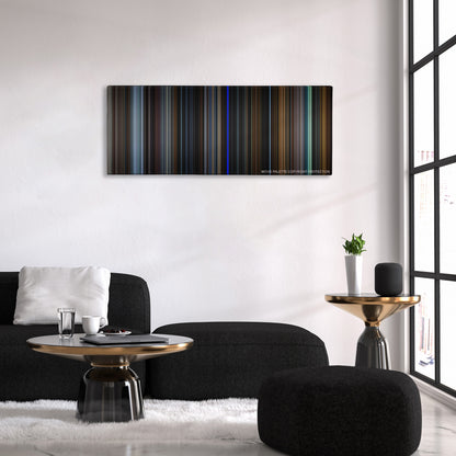 The Game color palette canvas above a black sofa with a gold-topped table