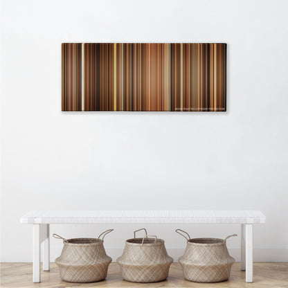 Lock, Stock and Two Smoking Barrels color palette canvas above a white bench with three woven baskets
