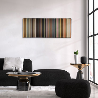 22 Jump Street color palette canvas above a black sofa with a gold-topped table