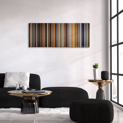 Ocean's Twelve color palette canvas above a black sofa with a gold-topped table