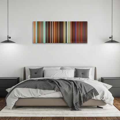 Madagascar 3: Europe's Most Wanted color palette canvas above a bed, between two black pendant lamps