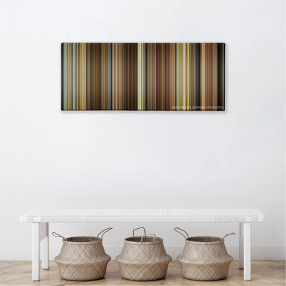 Alvin and the Chipmunks color palette canvas above a white bench with three woven baskets