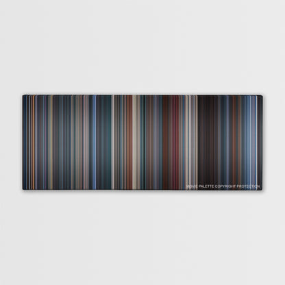 Demolition Man color palette canvas print: thousands of thin vertical stripes of color