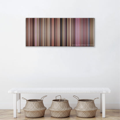 Kingpin color palette canvas above a white bench with three woven baskets