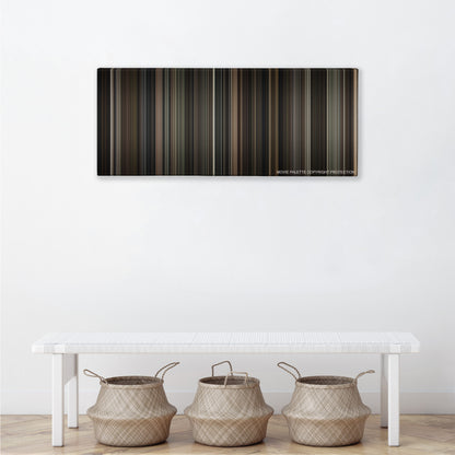Sherlock Holmes color palette canvas above a white bench with three woven baskets