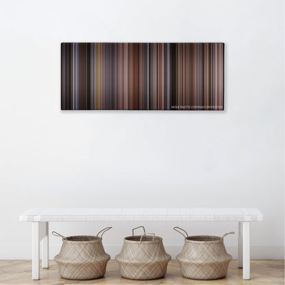Fatal Attraction color palette canvas above a white bench with three woven baskets