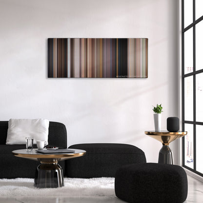 Men in Black 3 color palette canvas above a black sofa with a gold-topped table