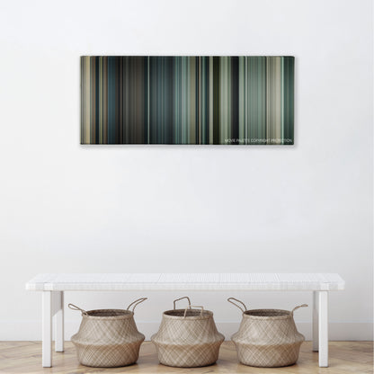 I Spit on Your Grave color palette canvas above a white bench with three woven baskets