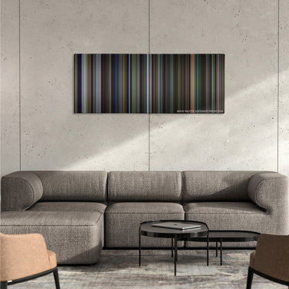 Legends of the Fall color palette canvas on a concrete wall above a gray sectional sofa