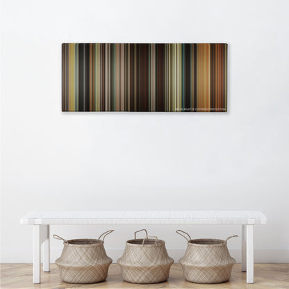 21 Jump Street color palette canvas above a white bench with three woven baskets
