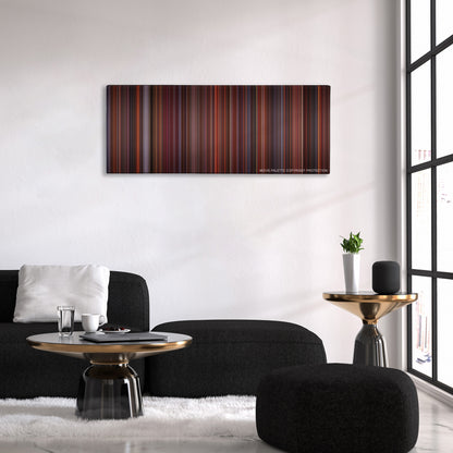 Die Hard 2 color palette canvas above a black sofa with a gold-topped table