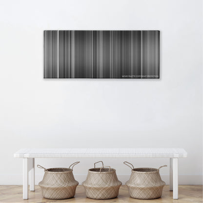 Judgment at Nuremberg color palette canvas above a white bench with three woven baskets