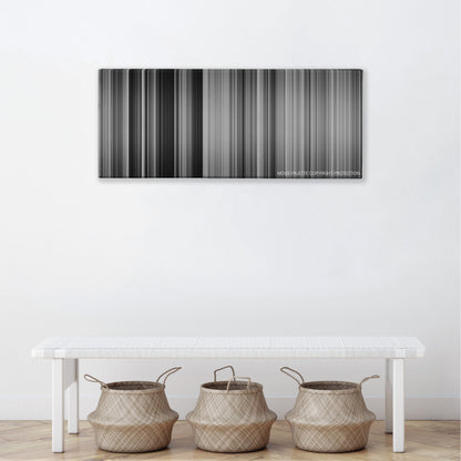 Ikiru color palette canvas above a white bench with three woven baskets