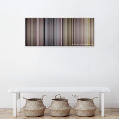 Children of Heaven color palette canvas above a white bench with three woven baskets