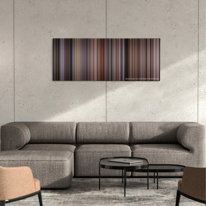 Fatal Attraction color palette canvas on a concrete wall above a gray sectional sofa