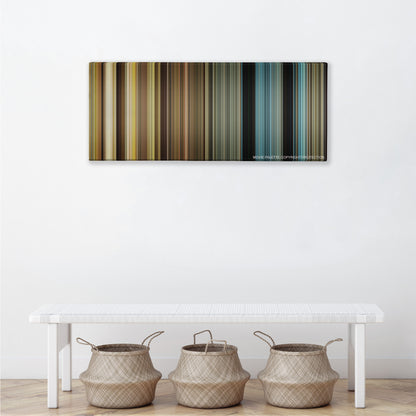 Hacksaw Ridge color palette canvas above a white bench with three woven baskets