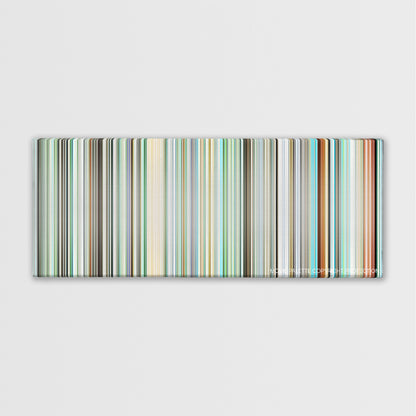 The Girl Who Leapt Through Time color palette canvas print: thousands of thin vertical stripes of color