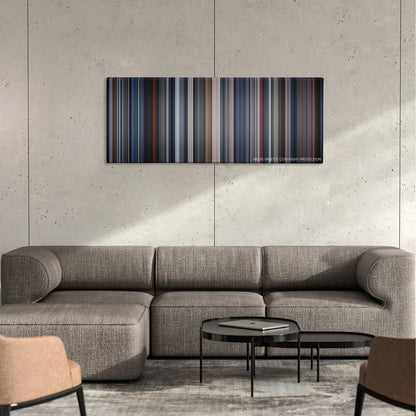 I Am Mother color palette canvas on a concrete wall above a gray sectional sofa