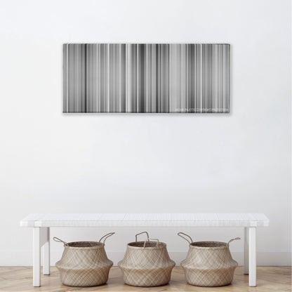 Tokyo Story color palette canvas above a white bench with three woven baskets