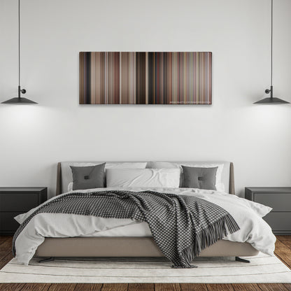 The Naked Gun: From the Files of Police Squad! color palette canvas above a bed, between two black pendant lamps