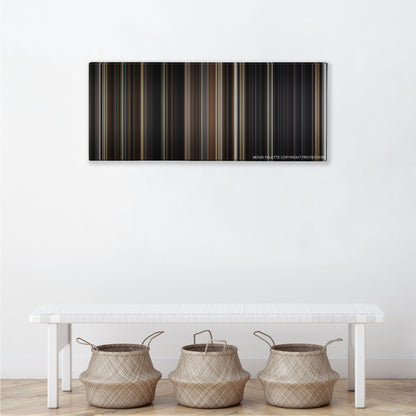 The Conjuring color palette canvas above a white bench with three woven baskets