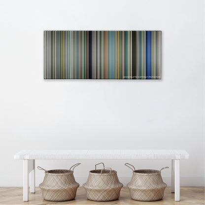 A Silent Voice: The Movie color palette canvas above a white bench with three woven baskets