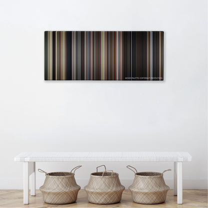 Pet Sematary color palette canvas above a white bench with three woven baskets