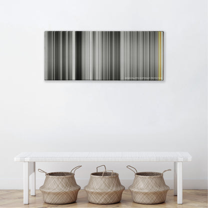 Andrei Rublev color palette canvas above a white bench with three woven baskets
