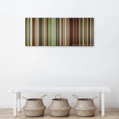 Dallas Buyers Club color palette canvas above a white bench with three woven baskets