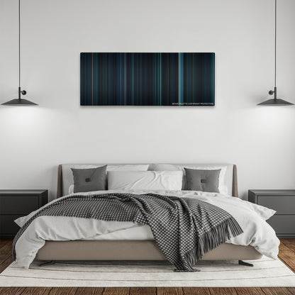 Underworld: Rise of the Lycans color palette canvas above a bed, between two black pendant lamps