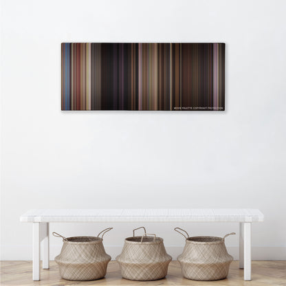 Horrible Bosses 2 color palette canvas above a white bench with three woven baskets