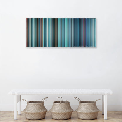 Star Trek Into Darkness color palette canvas above a white bench with three woven baskets