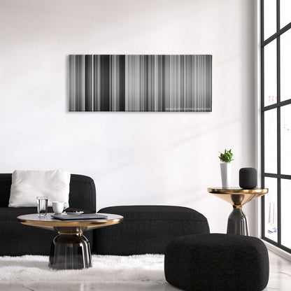 Ikiru color palette canvas above a black sofa with a gold-topped table