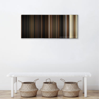 The Fountain color palette canvas above a white bench with three woven baskets