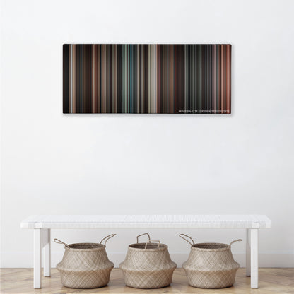 X-Men Origins: Wolverine color palette canvas above a white bench with three woven baskets