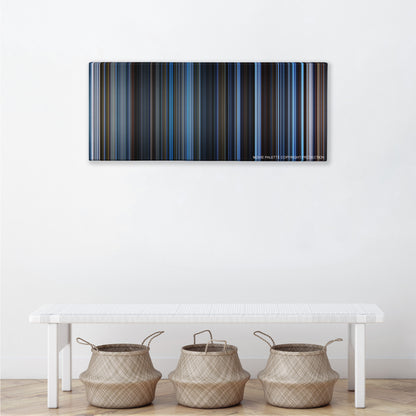 The Day After Tomorrow color palette canvas above a white bench with three woven baskets