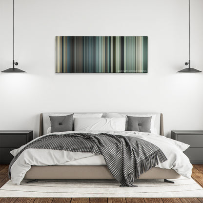 I Spit on Your Grave color palette canvas above a bed, between two black pendant lamps