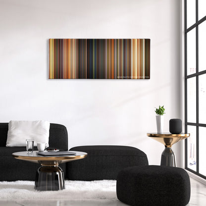 The Bandit color palette canvas above a black sofa with a gold-topped table