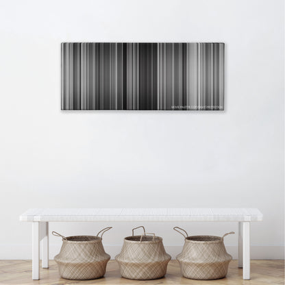 Rififi color palette canvas above a white bench with three woven baskets