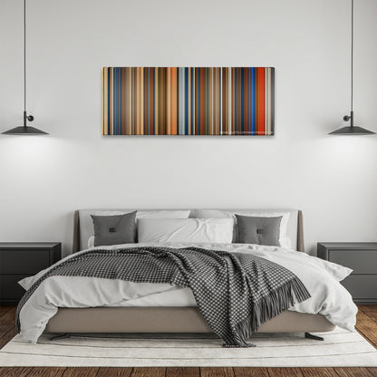 Abraham Lincoln: Vampire Hunter color palette canvas above a bed, between two black pendant lamps