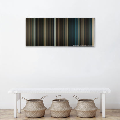 Sherlock Holmes: A Game of Shadows color palette canvas above a white bench with three woven baskets
