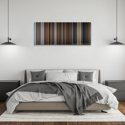 Molly's Game color palette canvas above a bed, between two black pendant lamps