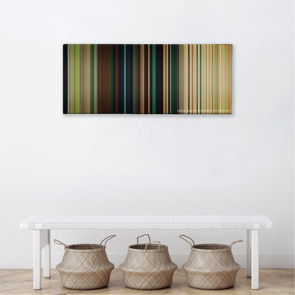 Maleficent: Mistress of Evil color palette canvas above a white bench with three woven baskets