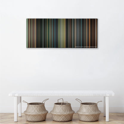 The Incredible Hulk color palette canvas above a white bench with three woven baskets