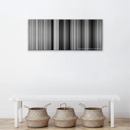 Pather Panchali color palette canvas above a white bench with three woven baskets