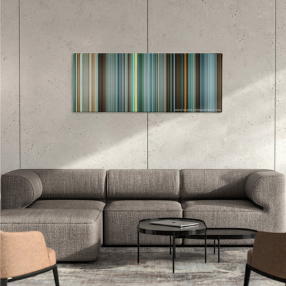Green Street Hooligans color palette canvas on a concrete wall above a gray sectional sofa