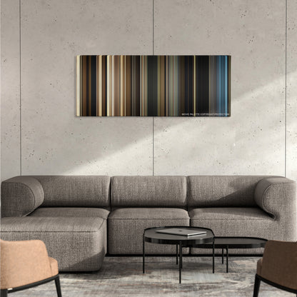 Allied color palette canvas on a concrete wall above a gray sectional sofa