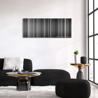 Hara-Kiri color palette canvas above a black sofa with a gold-topped table