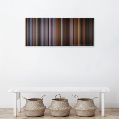 Training Day color palette canvas above a white bench with three woven baskets